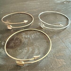Delicate Arrow Cuff Bracelet (3) - Gold, Rose Gold, Silver